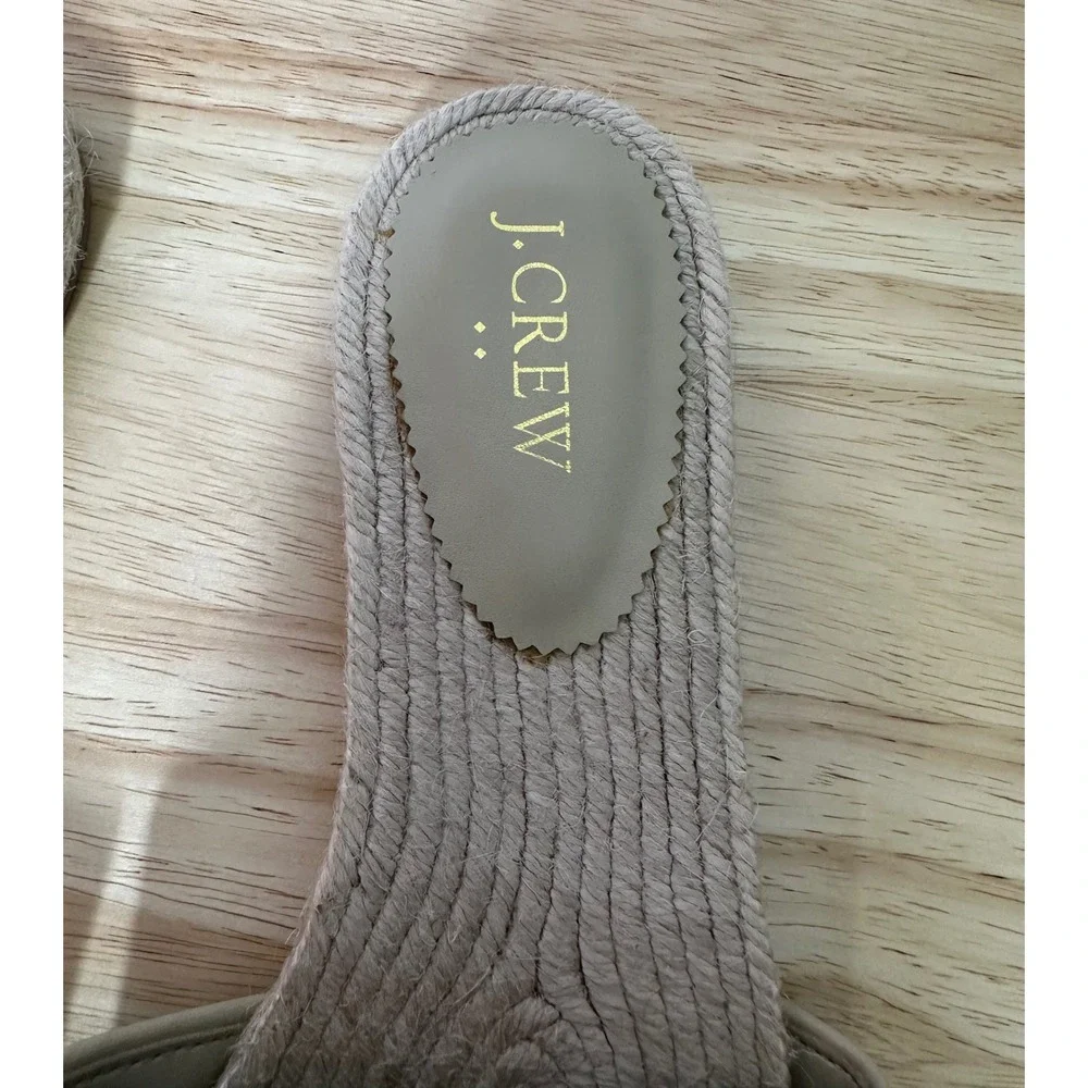 J. Crew Factory Womens Espadrille Slide‎ Sandals 9 Navy Beige Flats Preppy FLAW